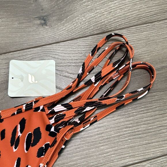 Fabletics Strappy Bikini Bottom Orange Black Animal Print Size XXL‎ - Picture 5 of 10